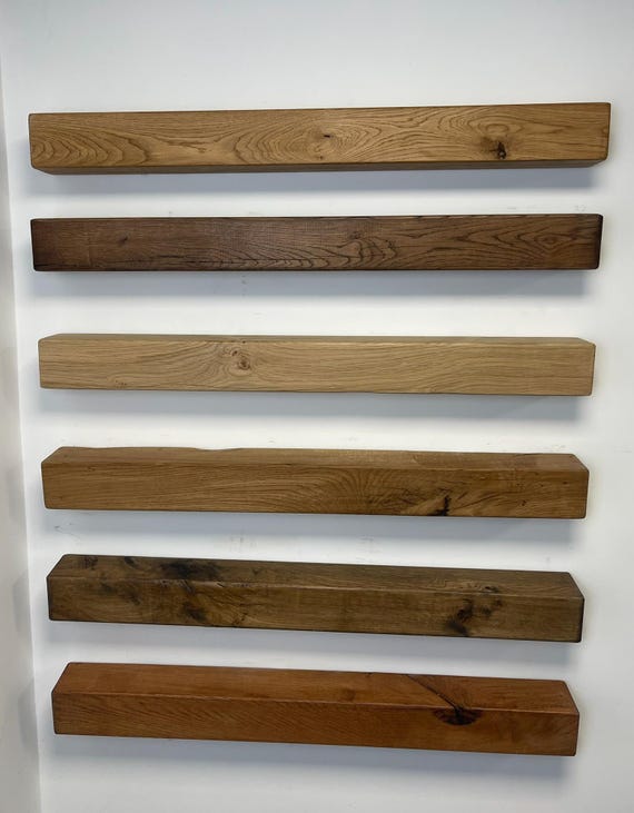 Handcrafted French Oak Fireplace Mantel Shelf - 9.5cm Deep x 9.5cm High - Various Finishes Available