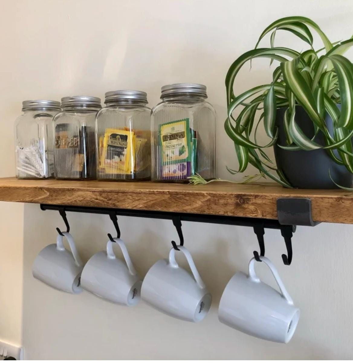 Hanging Rail for Cups utensils mug Available in 60 80cm to Fit Under Shelves Complete With 5 Hooks Mug Rail Bookshelf Shelve Etsy UK