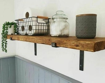 Stunning Rustic Shelf  (30cm deep) made from reclaimed Scaffold Board (Includes Brackets) Shelving, Bookshelf, Shelve