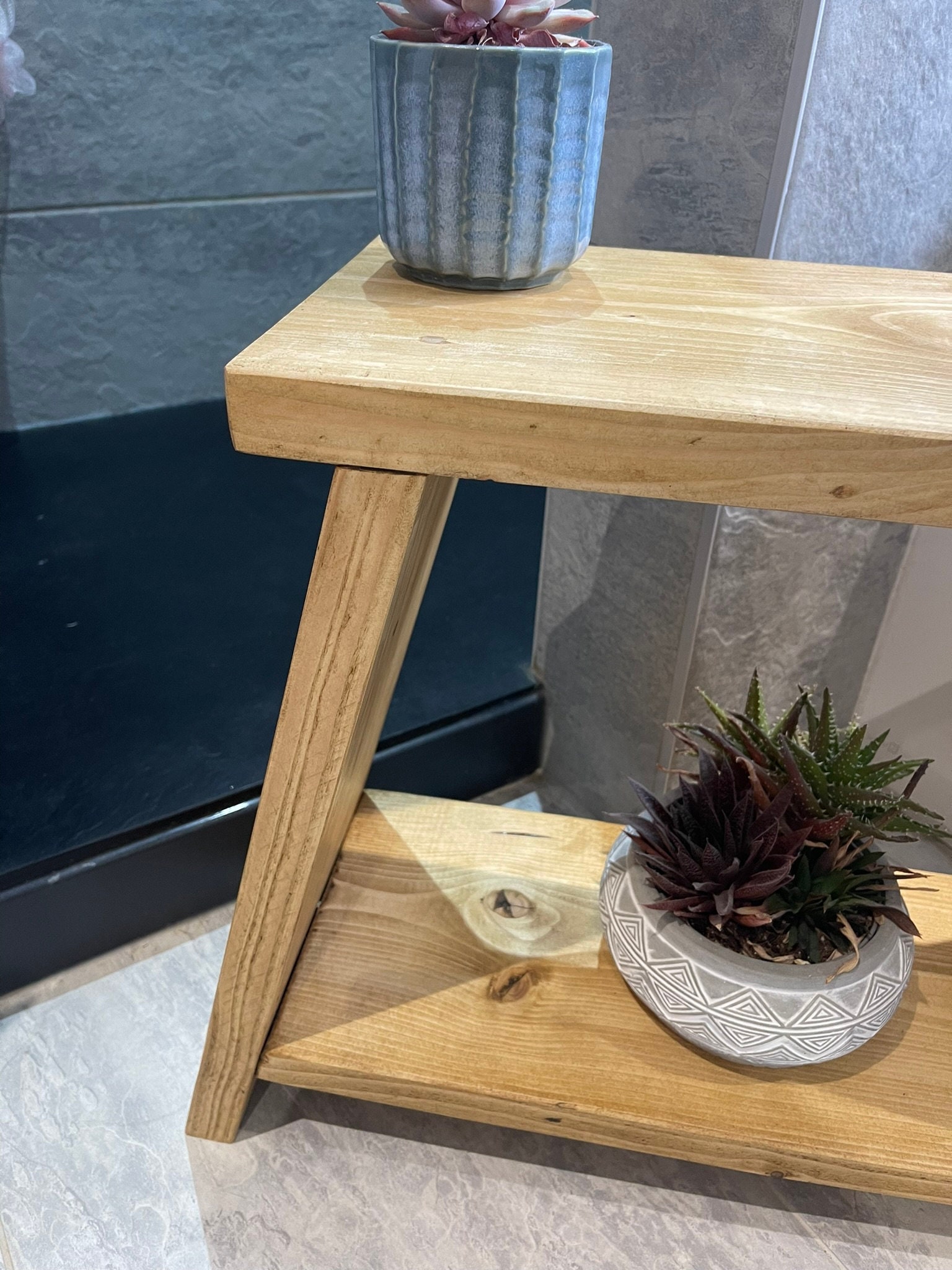 Milkmaid Rustic Wooden Side Table With Shelf, Bathroom Display Milking ...