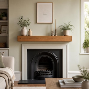 Handcrafted French Oak Fireplace Mantel Shelf - 9.5cm Deep x 9.5cm High - Various Finishes Available