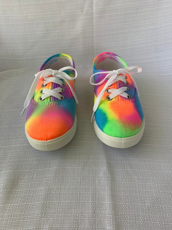 Neon Tie Dye Canvas Sneakers Etsy Canada