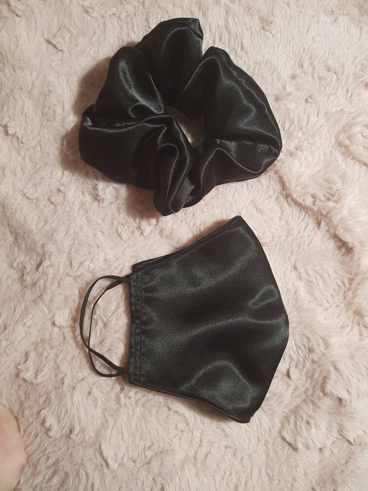 Satin Face Mask and Scrunchie Set triple layer face mask Etsy