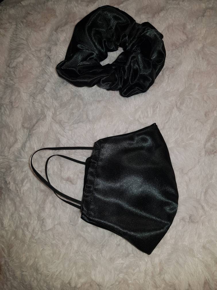 Satin Face Mask and Scrunchie Set triple layer face mask Etsy