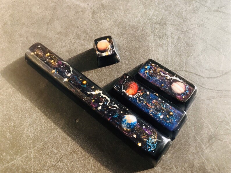 Stars Universe Solar System OEM Spacebar ESC Enter Shift Keycap Artisan Key cap X bottom Switch Keycaps 