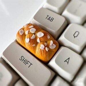 Toast Food Bread 1.5U keycap Tab Key cap Handmade Almond DIY for MX Cherry Keycaps Gift Creative Miniature Food