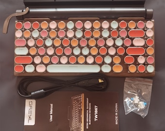 Limited Macaron Wire Wireless bluetooth Steampunk Lipstick White light mechanical keyboard for iPad iphone computer 83 keycaps gift