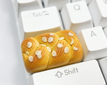 Handmade Toast Keycap: Almond Bread, MX Cherry Keyboard (1.5U)