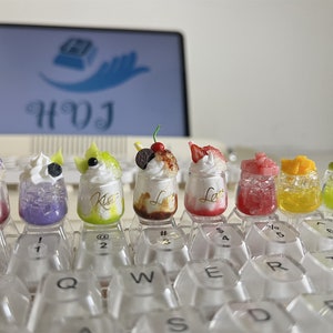 Ice Cream Blueberry Smoothie Peach Cream Cocktail Drink Bar Sundae Strawberry Chocolate Mint Cool Mini Keycap 3D key cap for MX Cherry Gift