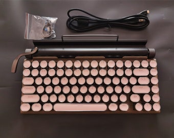 limited Wireless bluetooth Steampunk pink Metal light mechanical keyboard iPad iphone computer with lights 83 keycaps
