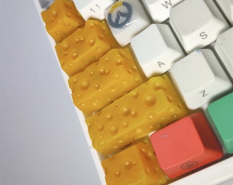 Newest Handmade Yellow Cheese Food 3D 5pcs A set resin Gift Birthday collection keycaps set