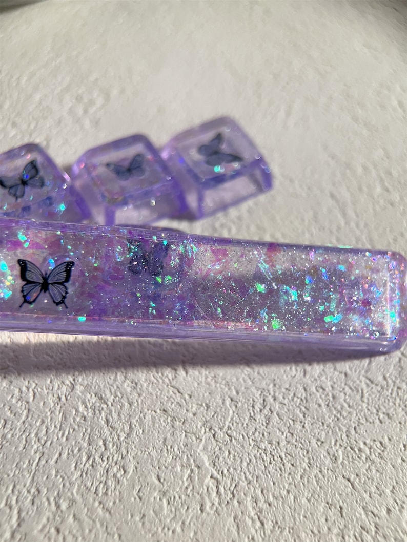 Keycap Layout Purple Crystal Butterfly Keycap: Custom Laser-cut Spacebar for MX ...