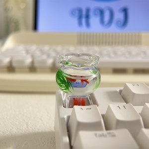 Goldfish Glass Clear Mini Fish Tank feito à mão ESC Keycap para MX Cherry Key cap