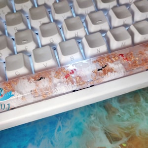 Nature Sea Lake Pool Koi Fish White Rose Gold Light OEM Spacebar ESC Enter Shift Keycaps + Switch Key cap for MX Cherry