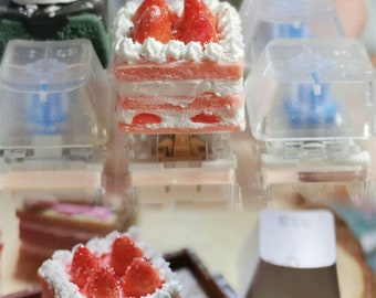 Strawberry Cake Cream DIY Simulated Food Afternoon Tea Dessert Bread Resin Keycap Birthday Gift Key cap Dessert Keycaps