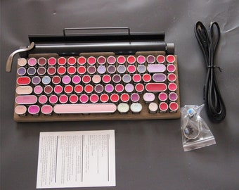 limited Wireless bluetooth Steampunk Lipstick Colorful mechanical keyboard iPad iphone computer with lights 83 keycaps
