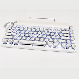 Yumi's Cells Wire Wireless bluetooth Steampunk White Mechanical keyboard for iPad iphone computer lights 83 keycaps