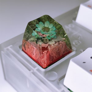 Flower Resin Keycap Handmade Nature Plants SA DOM key cap for MX Cherry Keyboard Gift Artisan