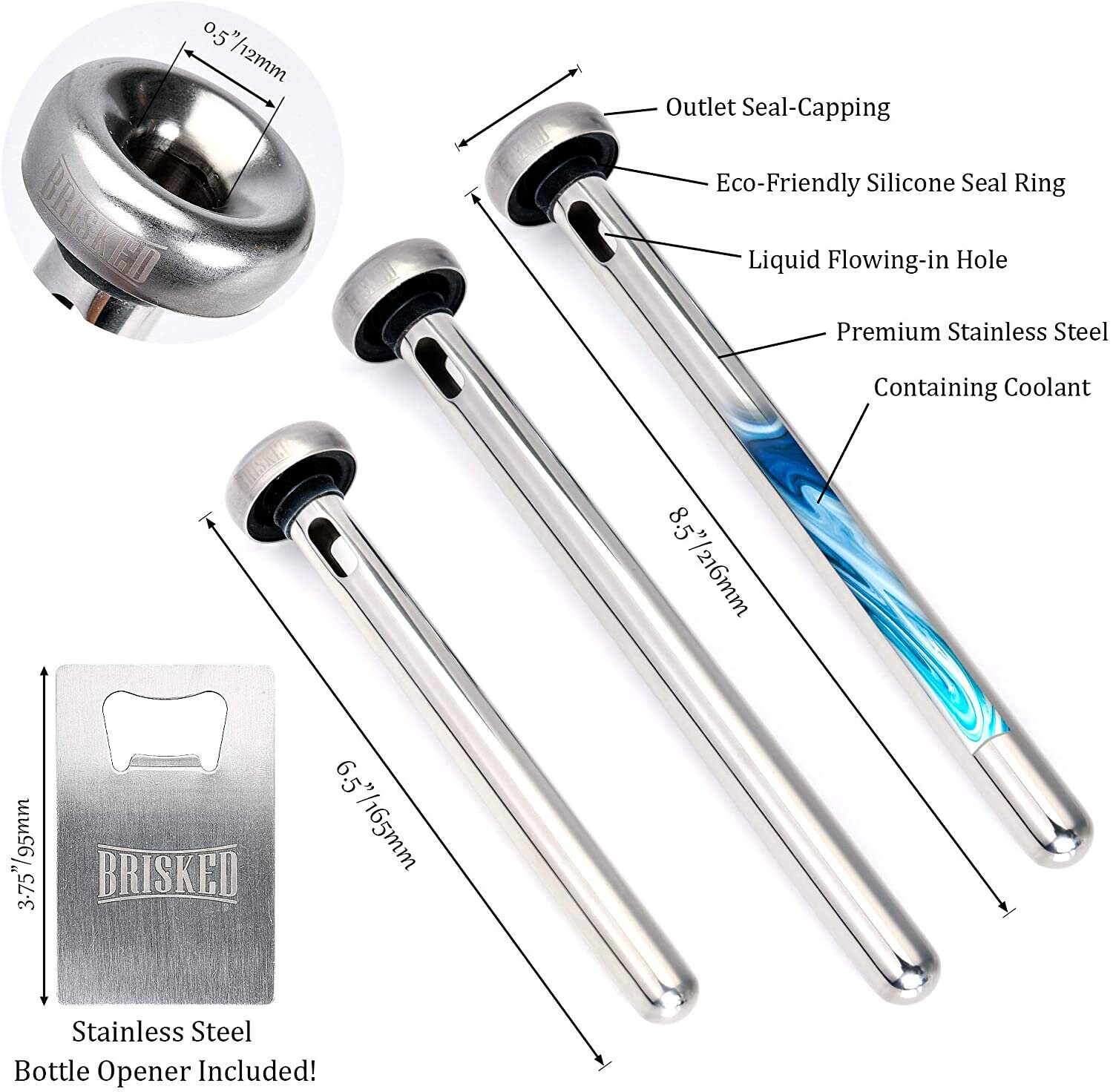 Beer Chiller Sticks for Bottles Set 3 Stainless Steel Etsy