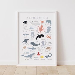 Animal Alphabet Print, Beach Nursery Decor, Ocean ABC Poster, PRINTABLE Wall Art, Kids Room Decor, Digital Download