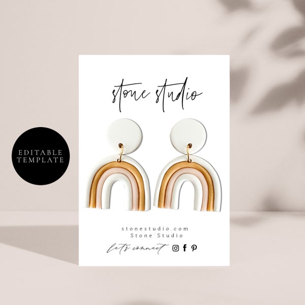 Custom Earring Display Card Template, Minimal Jewelry Display Card, Earring Display Card, Earring Tags, Jewellery Packaging