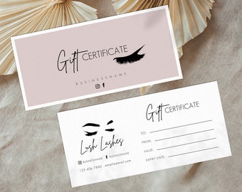 Printable Eyelash Gift Certificate Template Lash Extension - Etsy UK
