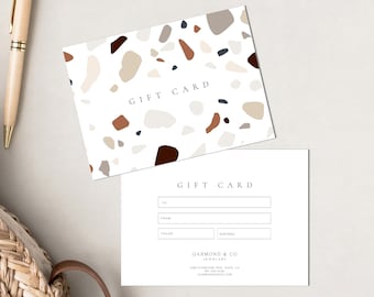 Gift Voucher Template, Small Business Gift Card, Terrazzo,Editable Gift Certificate Template,Printable Voucher, Customisable Gift Voucher