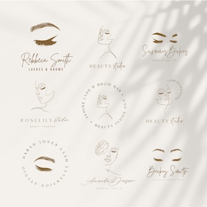 9 Beauty Logo Designs, Editable Beauty Studio Logo, Eyelash Extension Logo, Lash Tech logo, Makeup Artist Logo, Small Business Branding