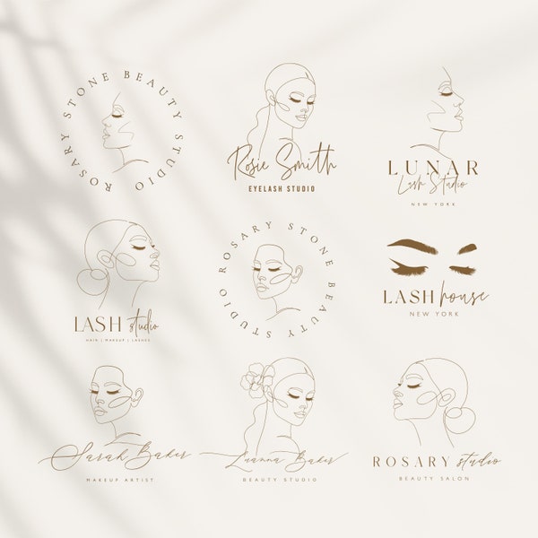 9 Beauty Logo Designs, Editable Beauty Studio Logo, Eyelash Extension Logo, Lash Tech logo, Makeup Artist Logo, Small Business Branding