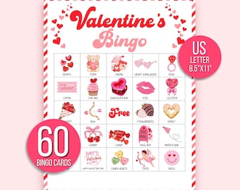 Valentine's Day Bingo Printable, Valentine's Party Game, Printable Valentine's Classroom Activity