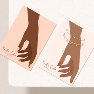 Customisable Jewelry Display Card, Printable Bracelet Card Template, DIY Branding Templett, Bracelet Package Tags, Hand Illustration