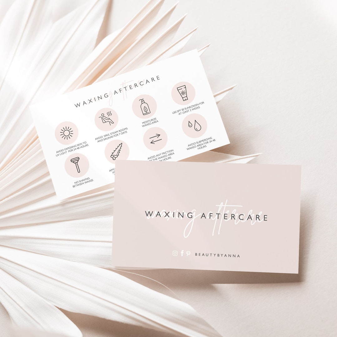 Waxing Aftercare Card Template, Editable Hair Removal Care Card