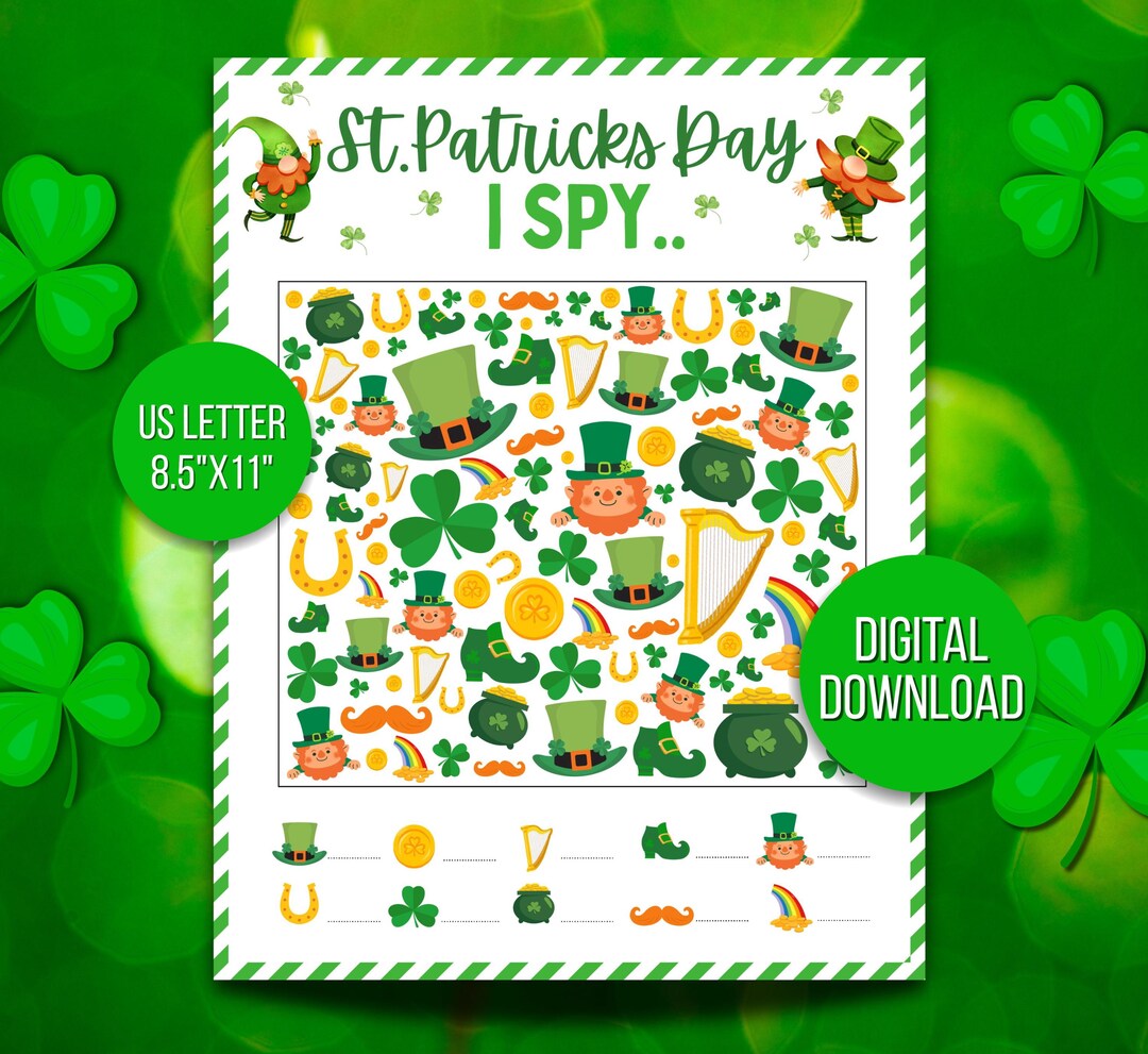 St Patrick’s Day I Spy Game | Printable Shamrock Seek & Find - Etsy