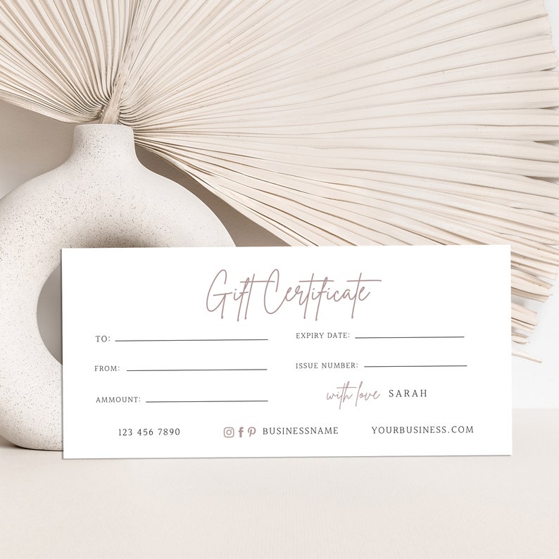 Small Business Gift Certificate Template Editable Gift Card - Etsy