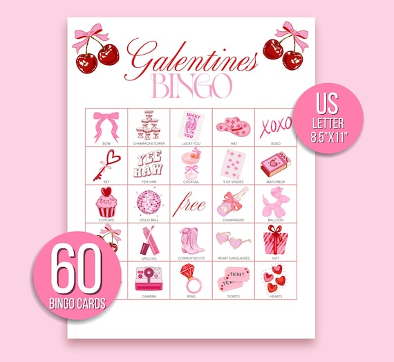 Galentine's Day Bingo Printable, Galentine's Party Game, Girls Night Activity
