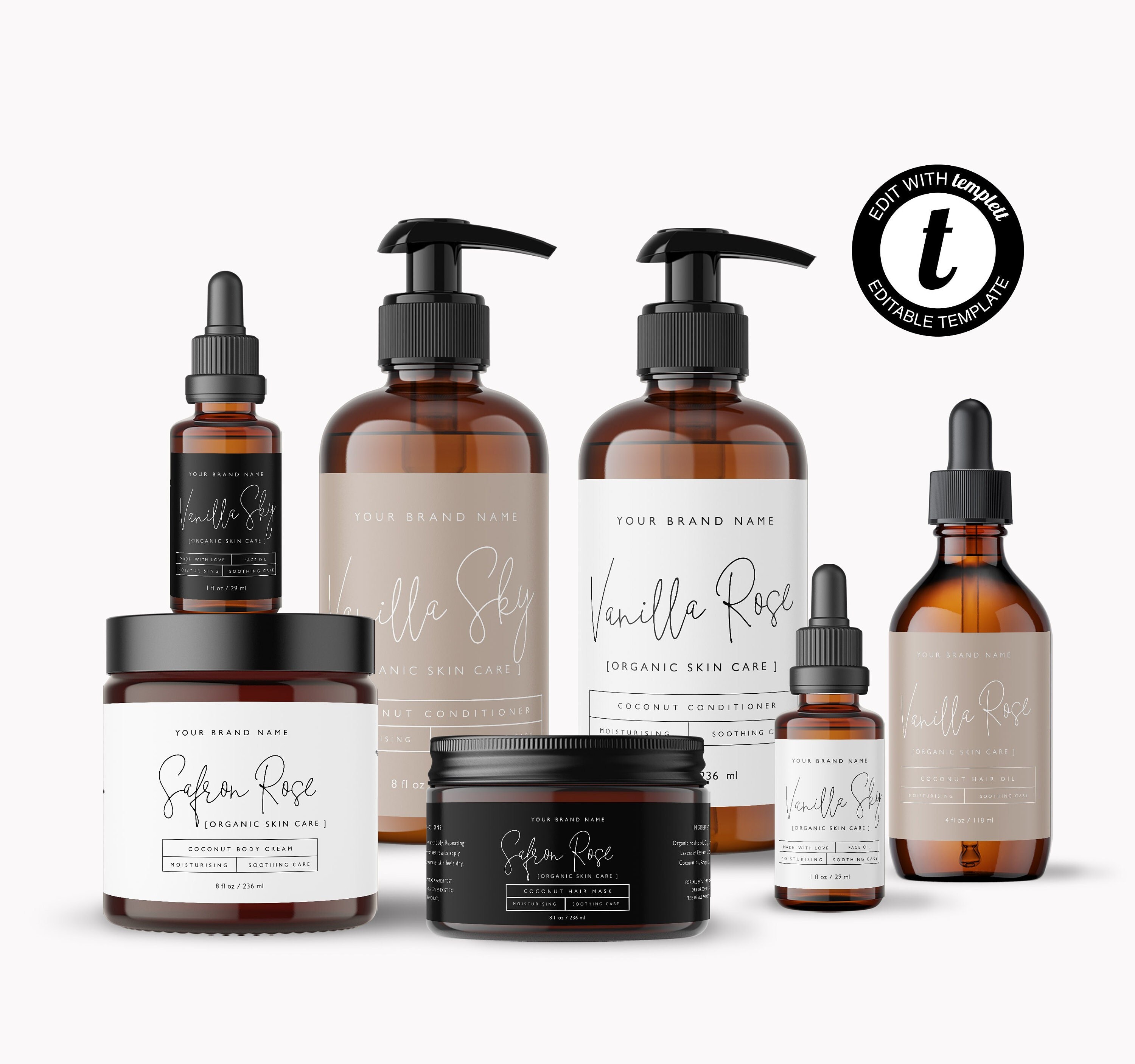 Editable Cosmetic Label Template Custom Beauty Product | Etsy Canada