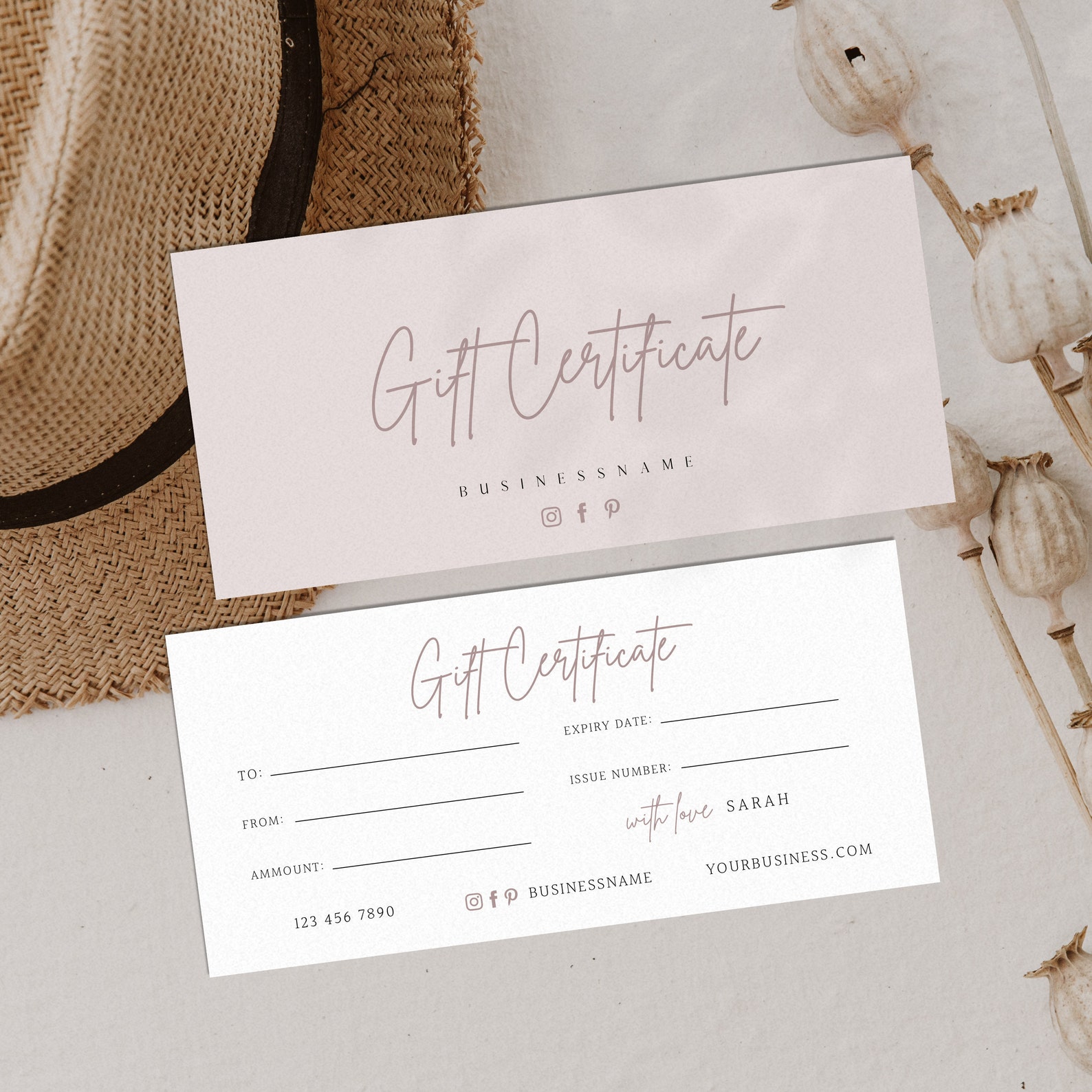 Small Business Gift Certificate Template Editable Gift Card - Etsy