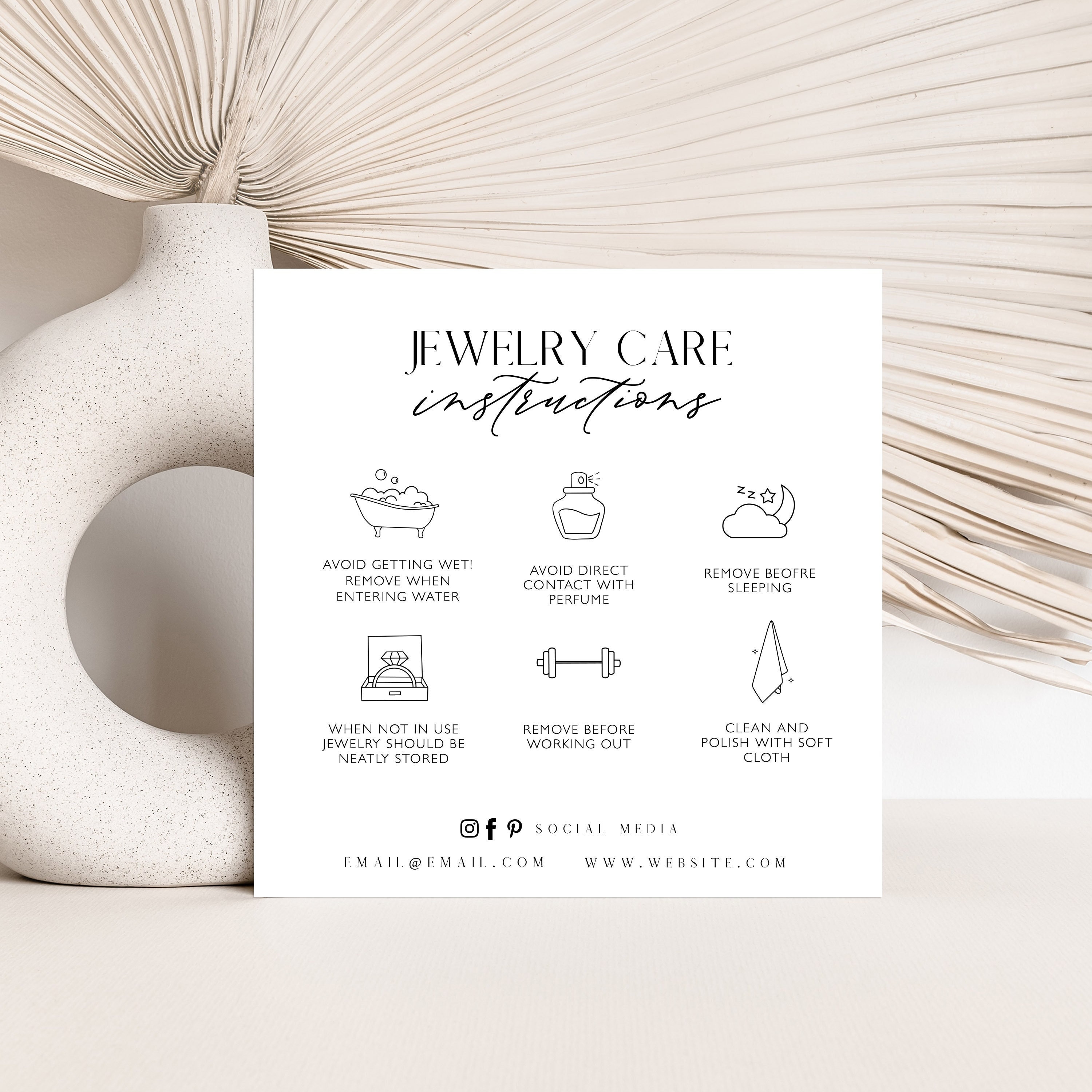 Editable Jewelry Care Card Template Printable Square Care - Etsy Israel editable-jewelry-care-card-template-printable-square-care-etsy-israel