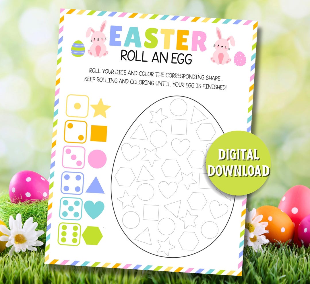 Easter Roll an Egg Game Printable, Easter Dice Coloring Game, Kids ...