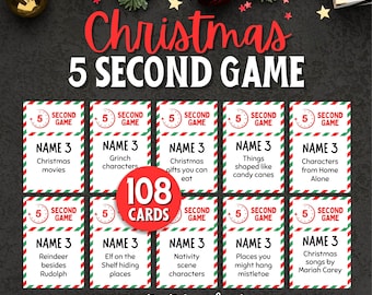 Gioco di Natale da 5 secondi, gioco stampabile per feste di Natale, attività per bambini, quiz di Natale per famiglie