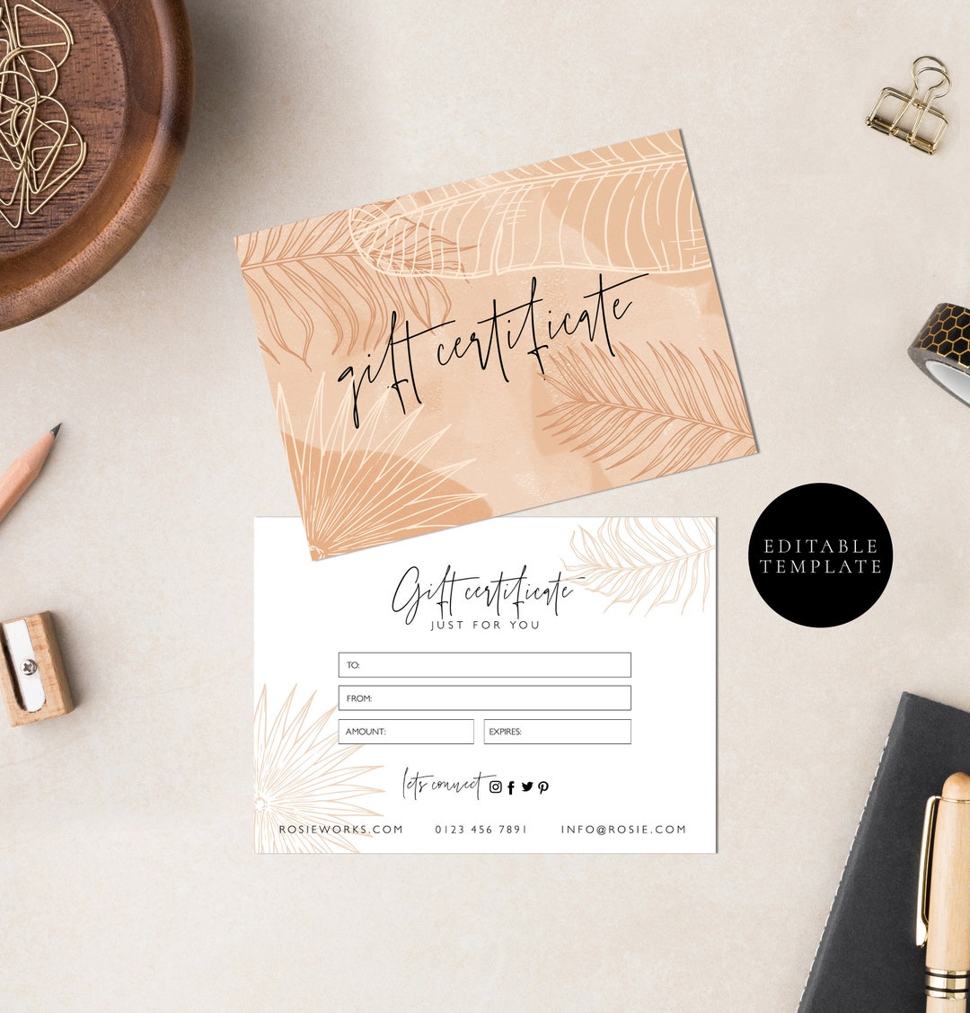 Small Business Gift Card Template, Editable Gift Certificate Template ...
