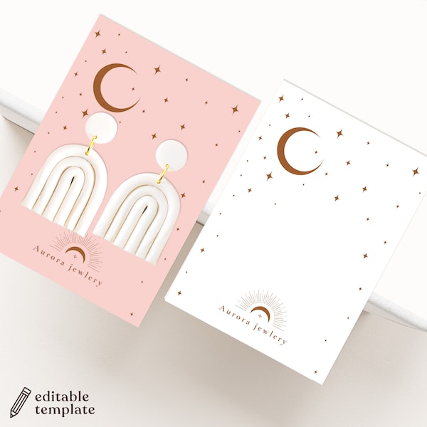 Custom Jewelry Display Card, Editable Earring Card Template, Earring Display Backing Card, Earring Tags, Earring Packaging, Earring Package