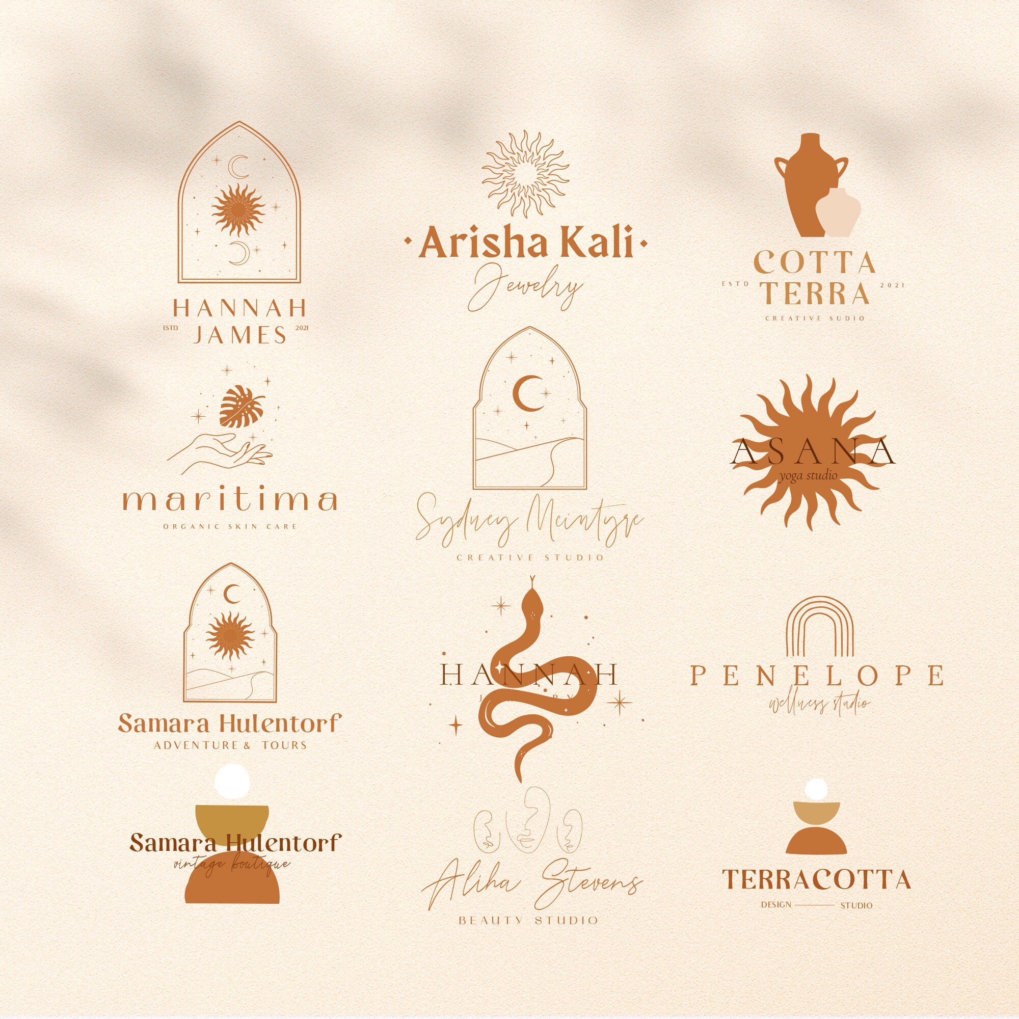 15 Boho Logo Designs Logo Bundleeditable Logo Photography - Etsy UK