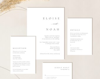 Elegant Wedding Invitation Set Template, Instant Download, Download Printable Wedding Invite, Simple Modern Wedding Invitation, Templett