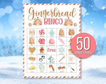 Gingerbread Bingo, 50 Christmas Baking Cards (PDF Download)