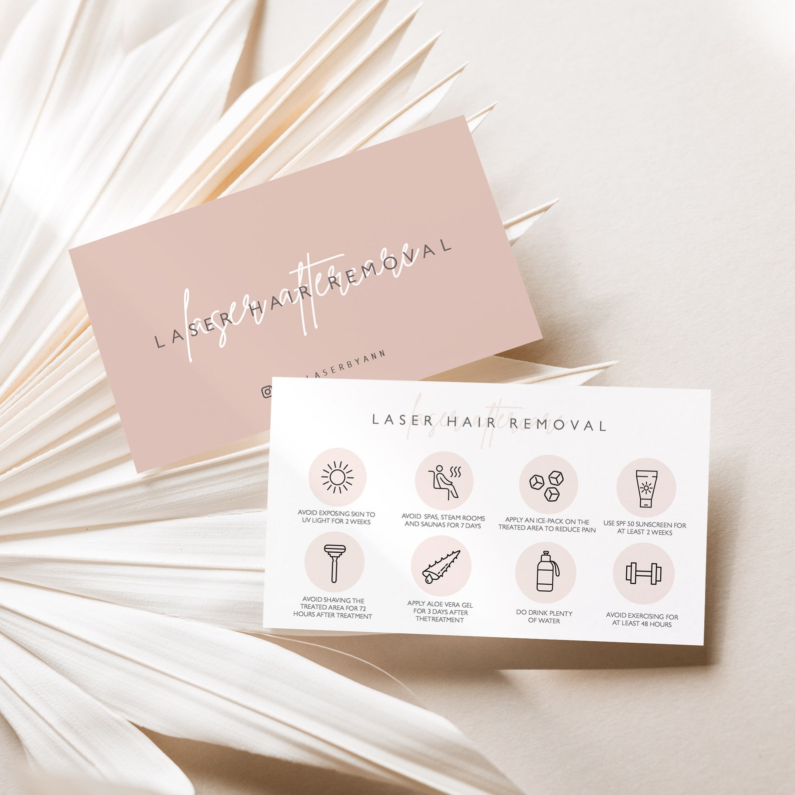Laser Hair Removal Aftercare Card Template Editable Hair Etsy Australia
