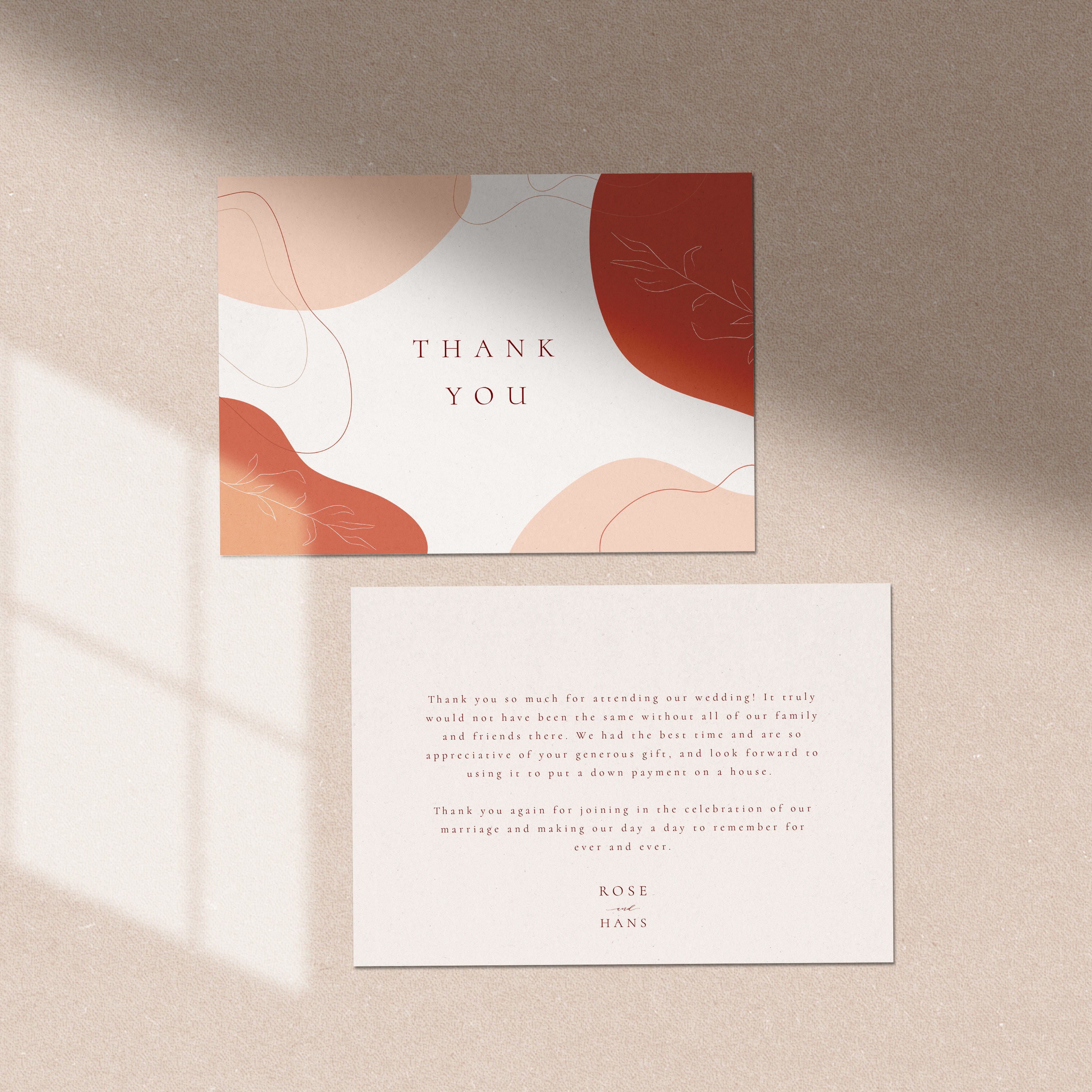 Terracotta Modern Thank You Card Template Desert Wedding Etsy Terracotta Modern Thank You Card Template Desert Wedding Etsy