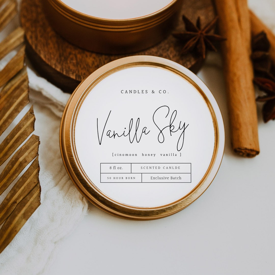 Round Candle Label Template, Editable Tin Candle Label, Minimalist