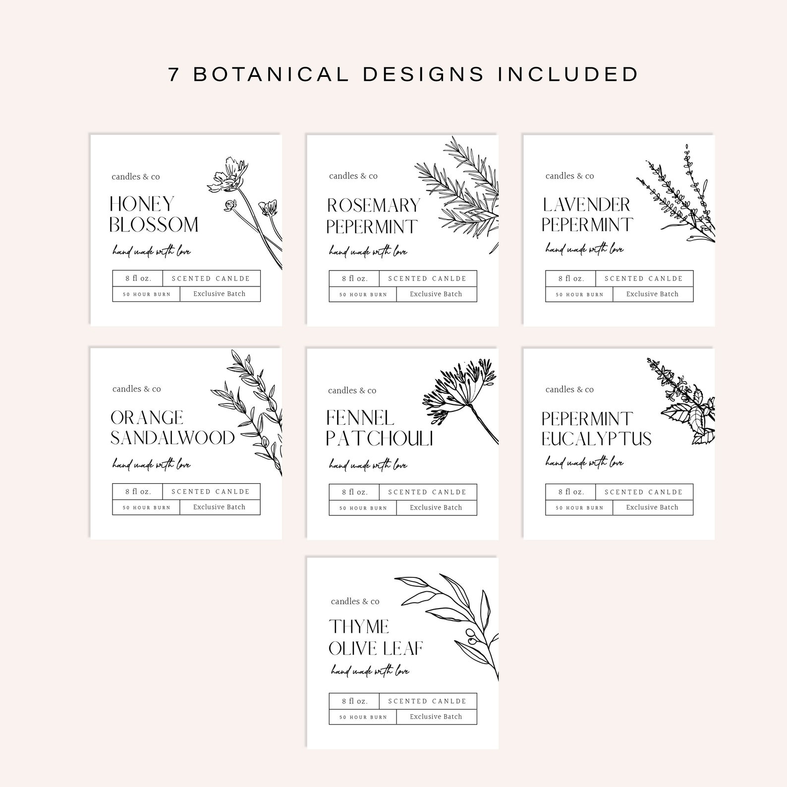Editable Candle Label Template DIY Candle Label Botanical Etsy