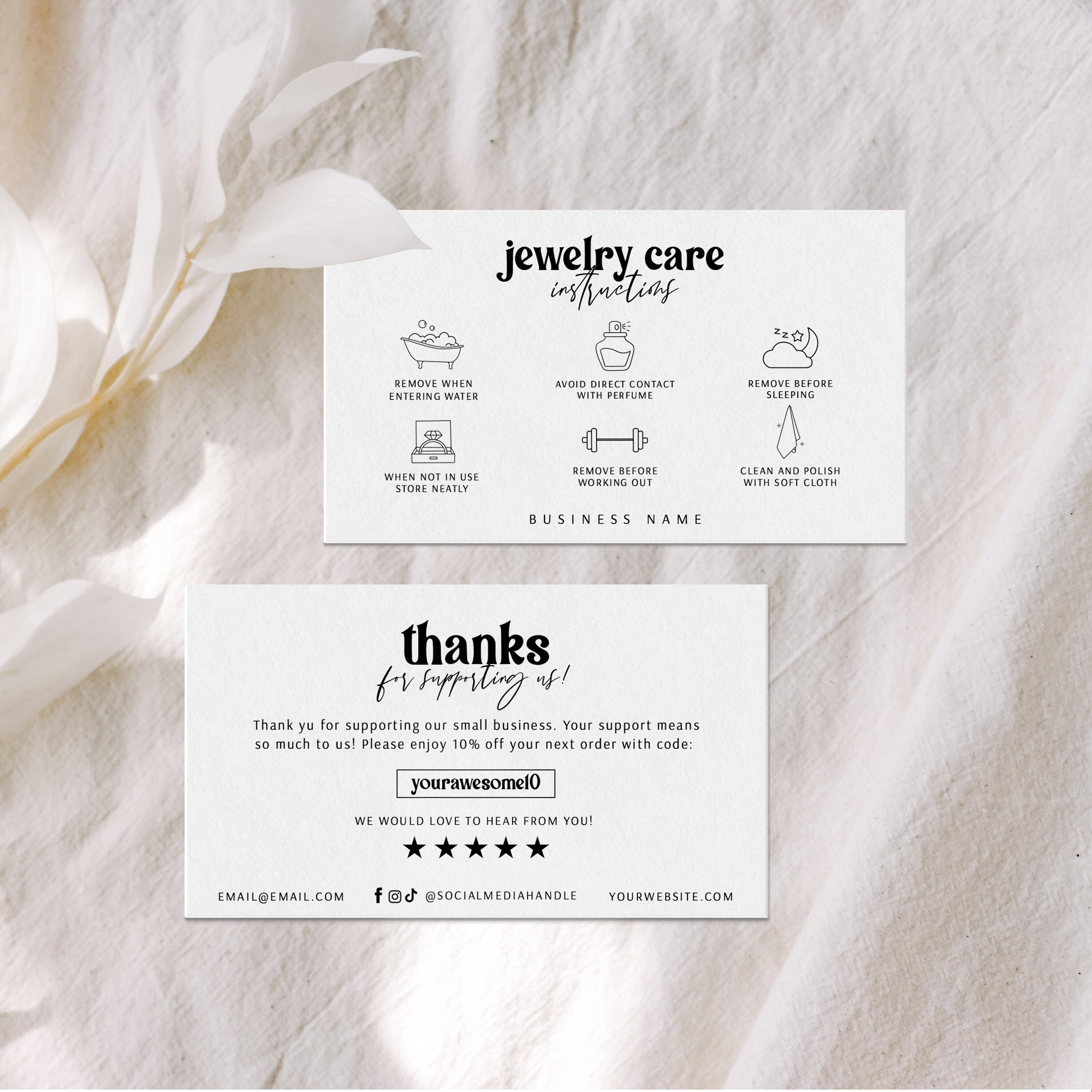 Editable Jewelry Care Card Template DIY Care Guide Add Your Etsy
